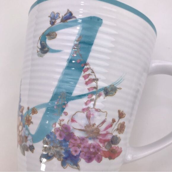 Lisa Audit Monogram Letter “J” Ribbed Floral Initial Word Mug - Picture 5 of 13